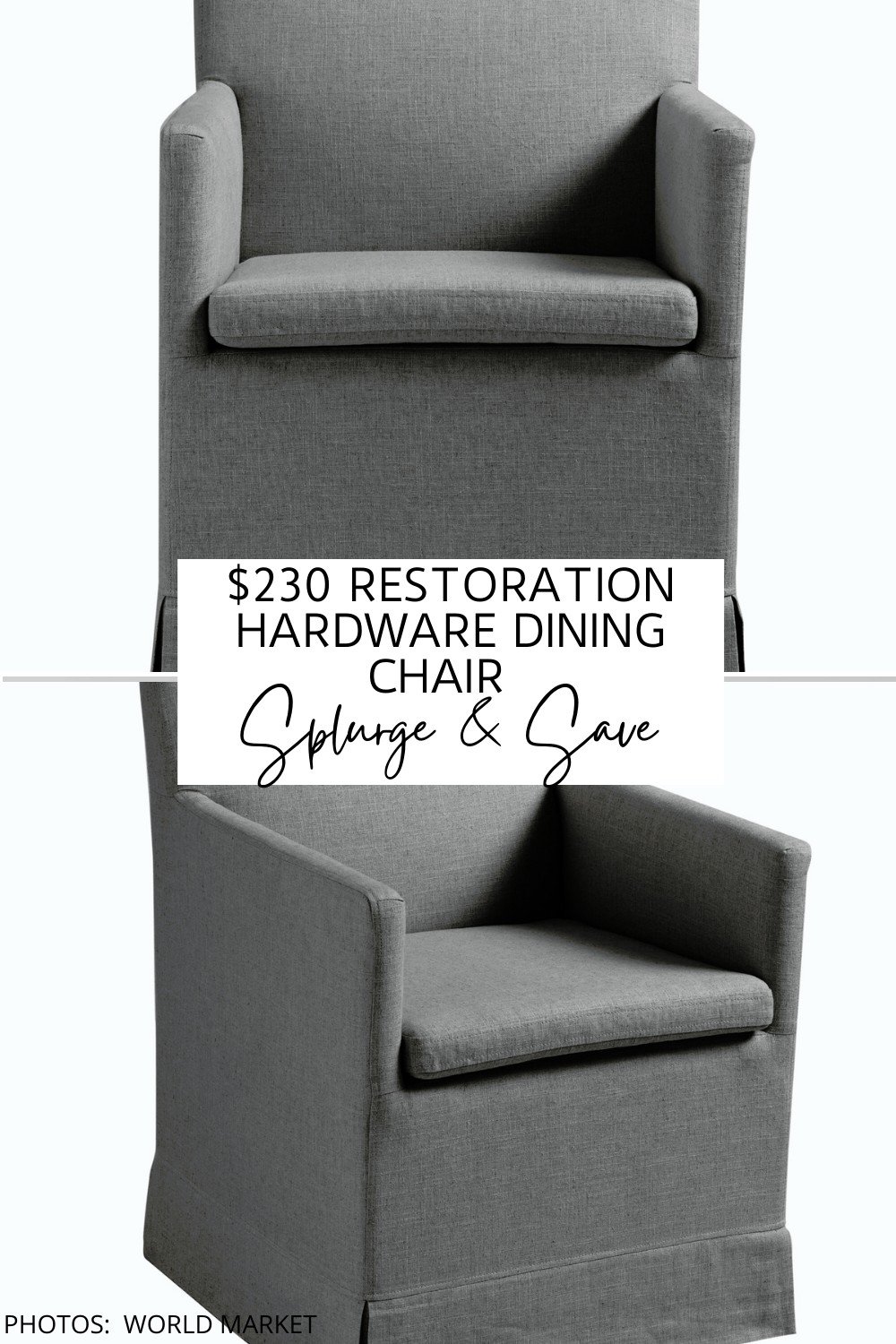 RESTORATION HARDWARE ELLISON TRACK SKIRTED DINING ARMCHAIR DUPE